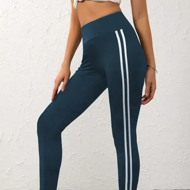 Side white striped yoga leggings