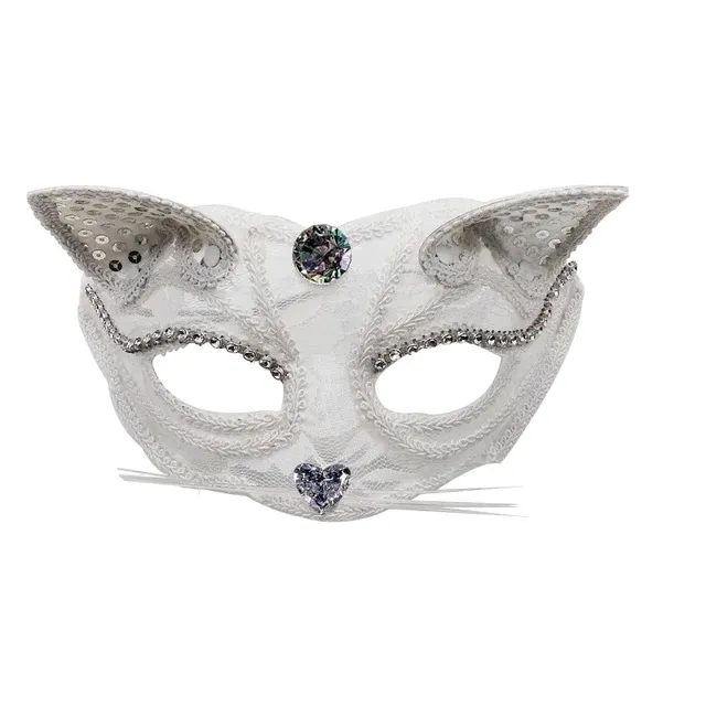 Masque animal en dentelle avec strass