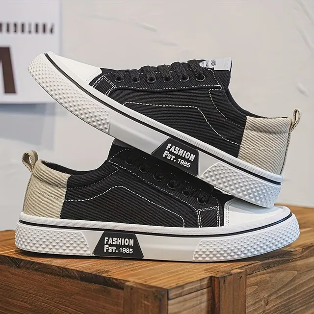 Men's canvas sneakers with low profile and lace, breathable and light skateboard shoes for spring, summer and autumn