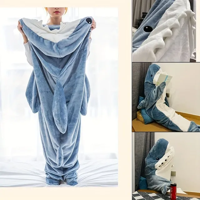 1pcs Shark Blanket For Adult Boys And Girls, Wearable Shark Blanket, Shark Sleeping Bag, Christmas Gift