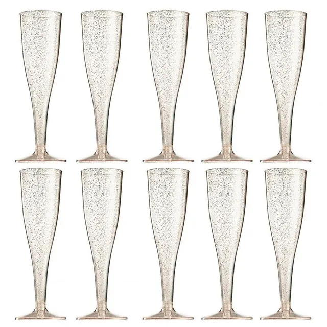 Plastic original transparent narrow glasses for cocktails or champagne 10 pcs