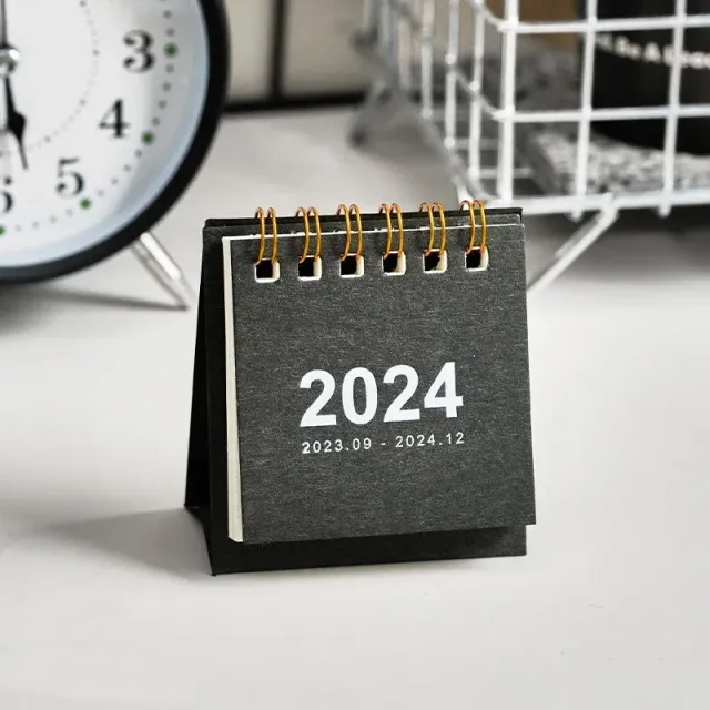 Mini stolní kalendář na rok 2024 v jednobarevném provedení - denní plánovač, roční organizér a dekorace na stůl