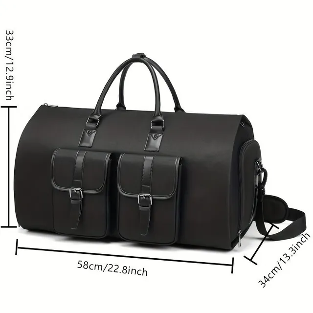 Practical black bag for business trips with large capacity, ideal for suits and shorter stays