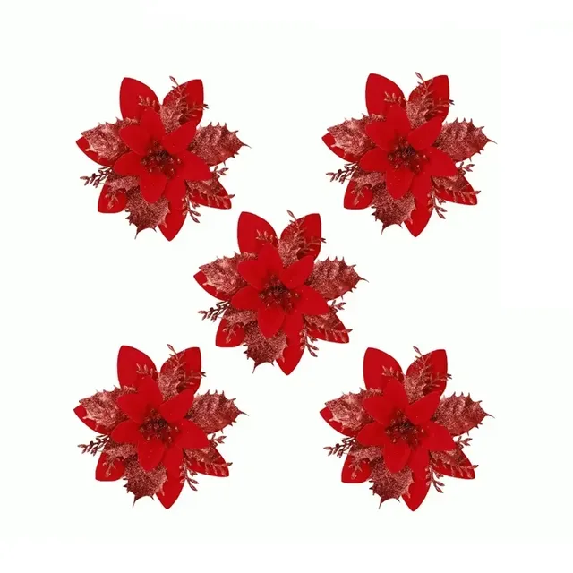 Sparkling artificial Christmas flowers for hanging for decorating the tree and home