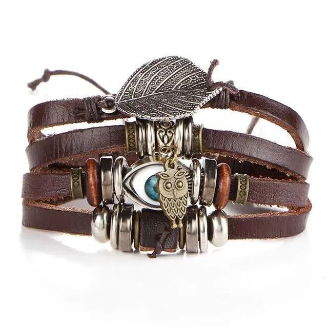 Men's leather bracelet set