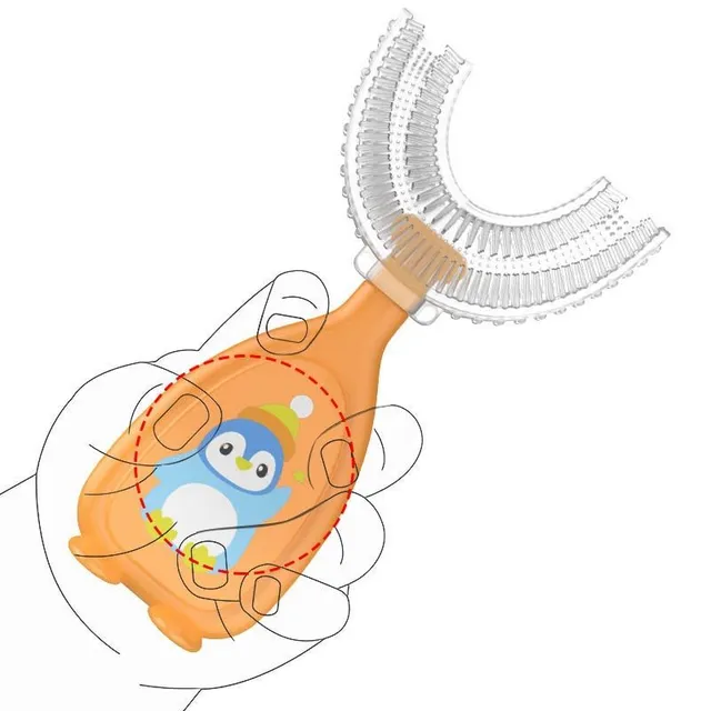 Silikónová zubná kefka v tvare U pre detské zuby a ďasná