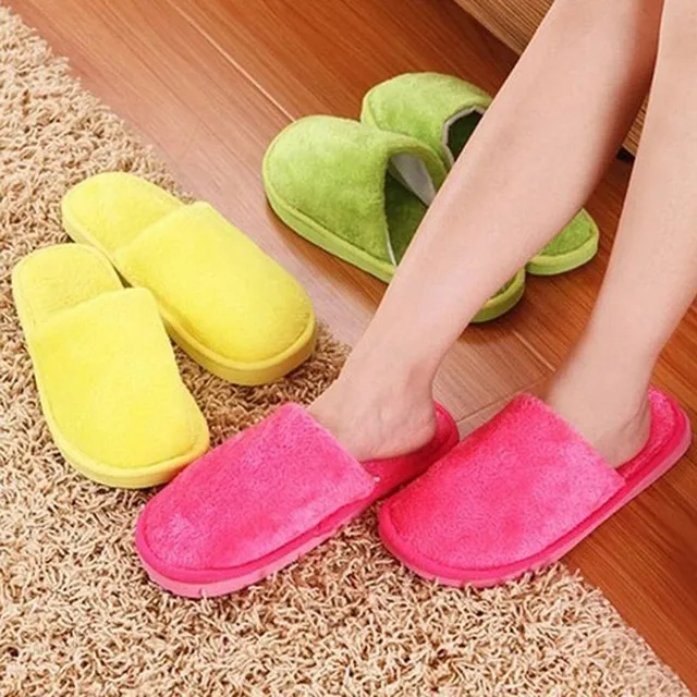 Unisex home plush slippers