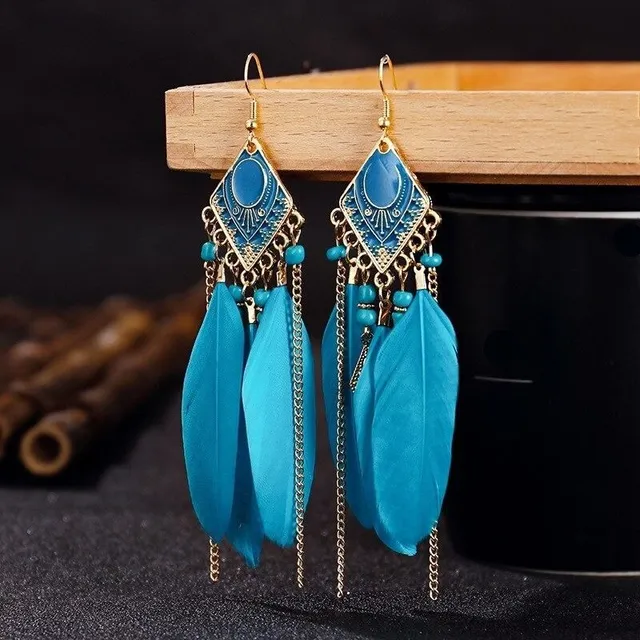 Women's dangle earrings feather Lyndia 4