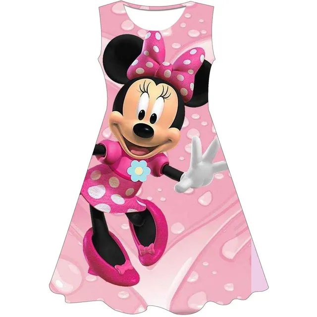 Girls sleeveless summer dress with the motif of the popular Minnie Mouse