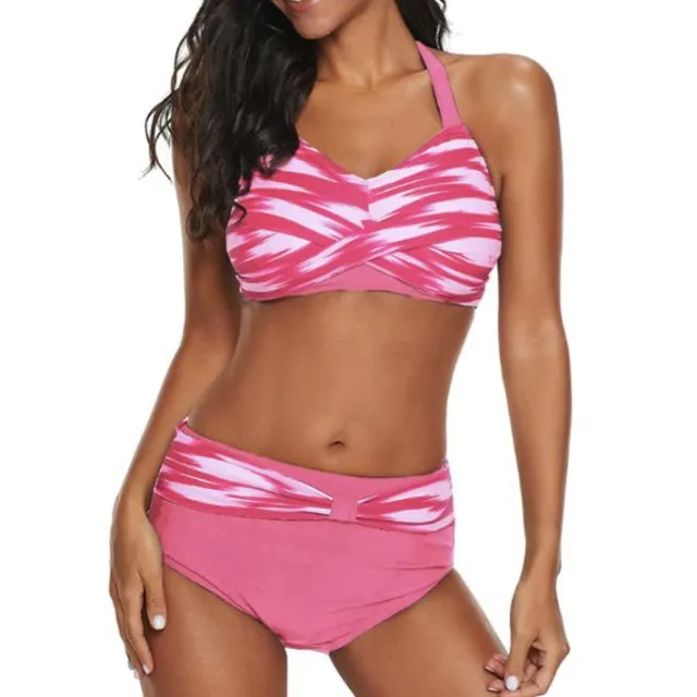 Two-piece sports swimsuit with pattern