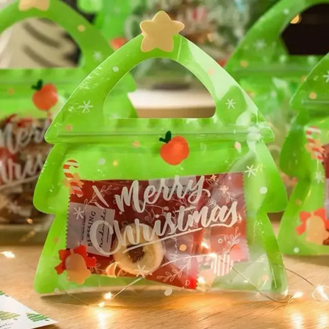 Set of 10 christmas candy bags in the shape of a tree or reindeer