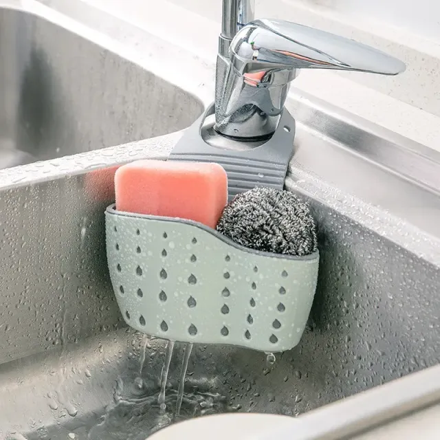 Drip basket for a sponge and soap for a kitchen sink in three colors