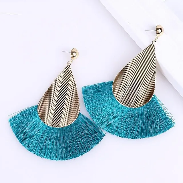 Women's hanger earrings with tassel G580