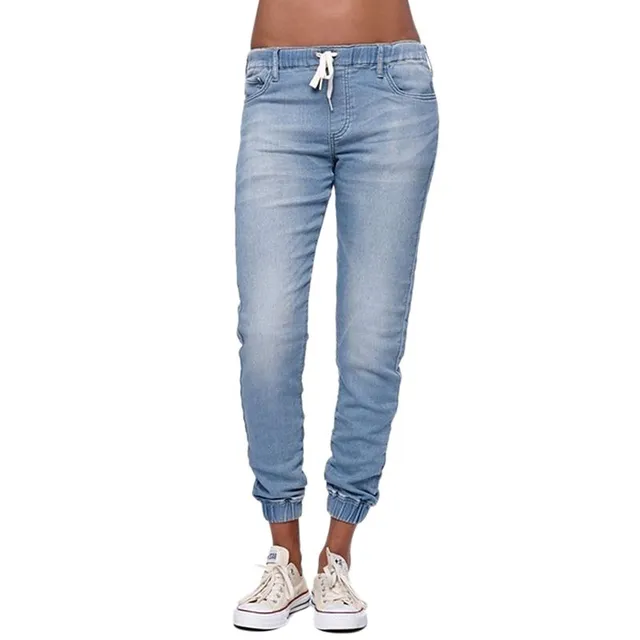 Women's jeans with rubber in the waist