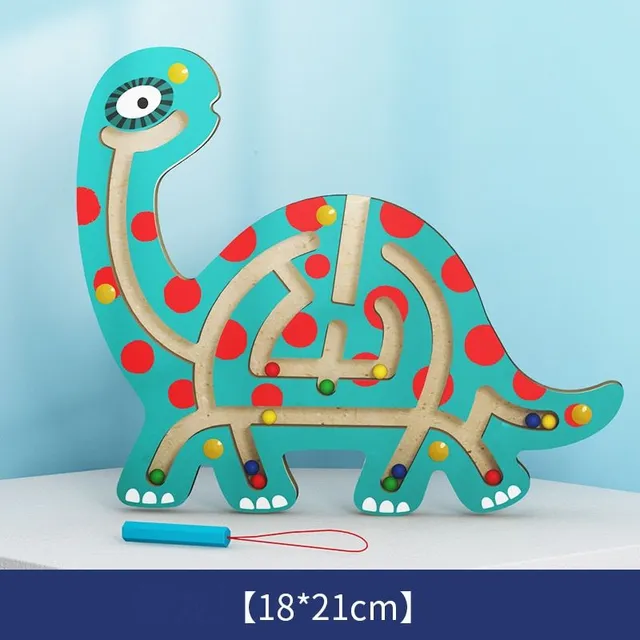 Wooden magnetic animal maze for children