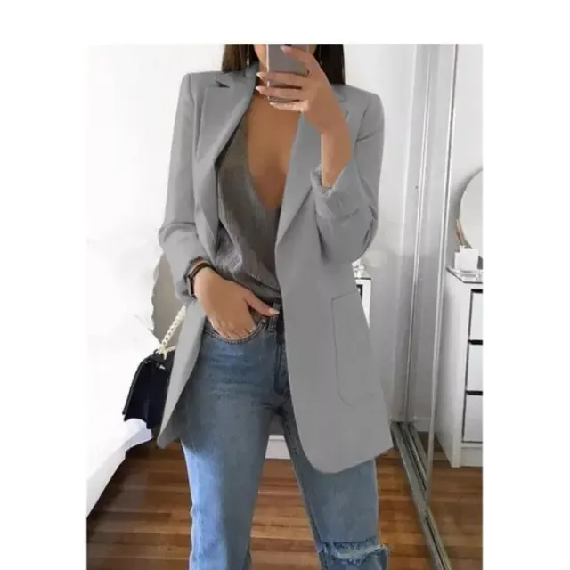 Manteau blazer oversized pour femme en une seule couleur à manches longues pour les loisirs et le bureau