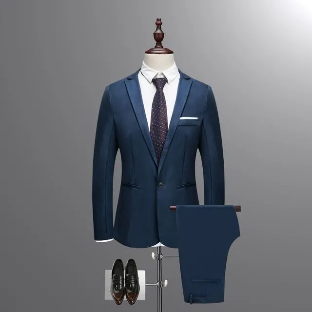 Męski garnitur slim fit w różnych kolorach - zestaw spodni, marynarki i kamizelki