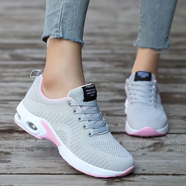 Sneakers da running da donna con mesh traspirante, ammortizzazione, allacciatura e suola antiscivolo - adatte per lo sport e il lavoro