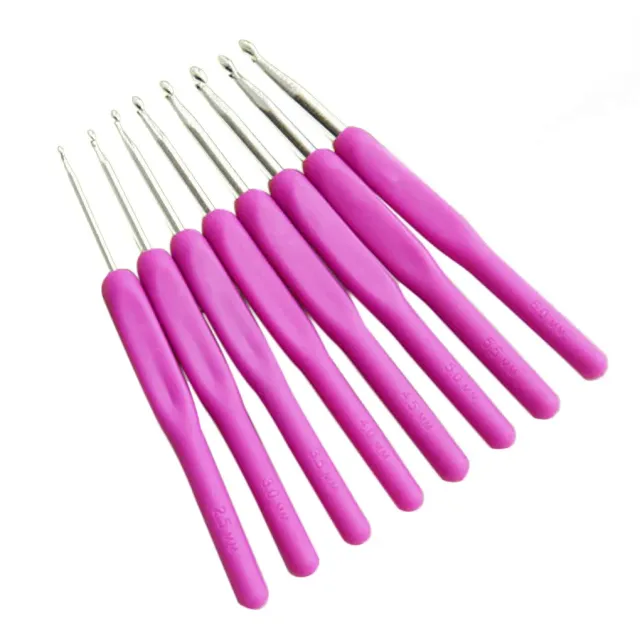 Colour crochet set 8 pcs with soft handles made of aluminium for DIY projects and handmade work