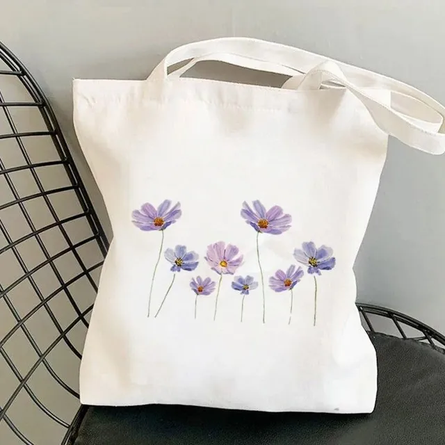 Luxusná plátenná taška v módnej bielej farbe s veselou jarnou potlačou - viac variantov Bevan