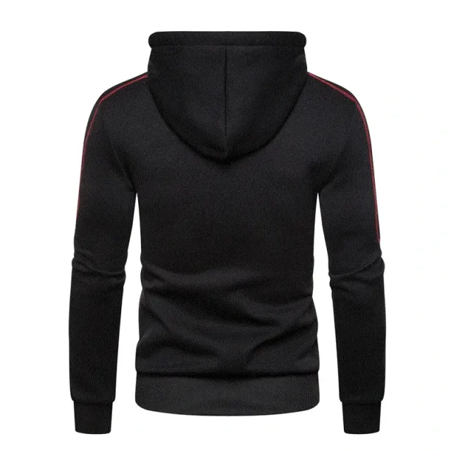 Men's modern sweatshirt with hood, zipper, long sleeve and colorful patterns