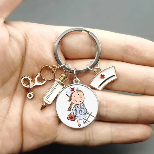 Original keychain with motif of doctors and nurses