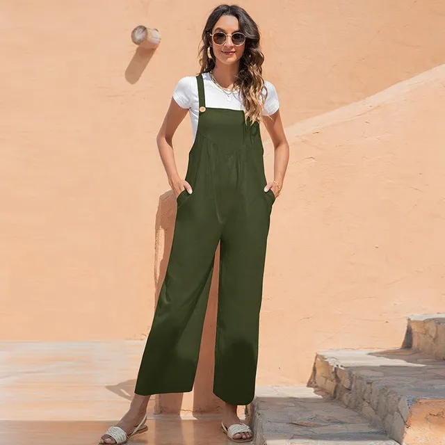 European and American retro casual long pants with bib overalls