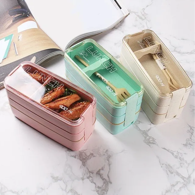 Bento food box with cutlery 2 pcs