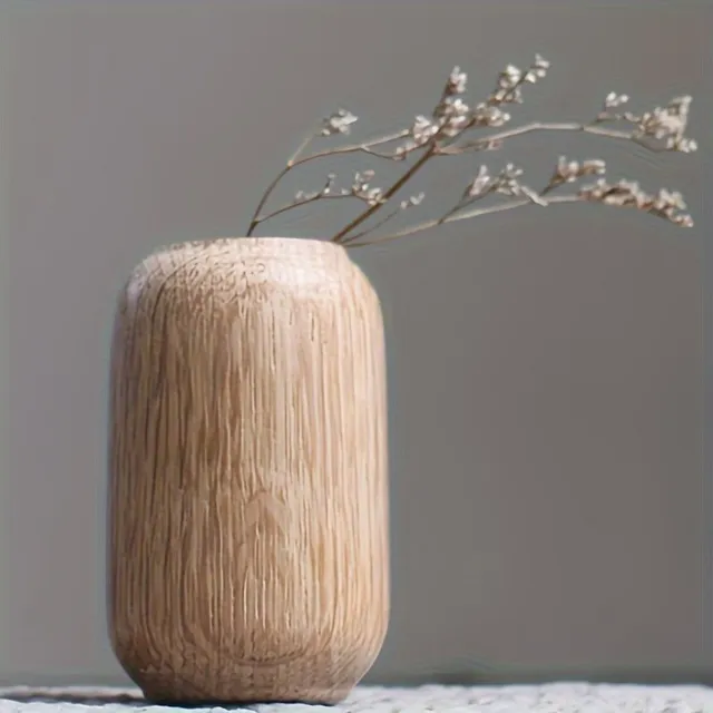 Oak vases in casual style, Japanese craft with wooden vase with natural surface - ideal for minimalist and zen interiors