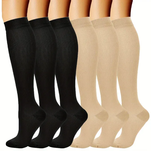 Kompresní ponožky pro muže (6 párů), 15-20 mmHg, pro lepší prokrvení, proti křečovým žilám, ideální pro zdravotníky, běh a turistiku