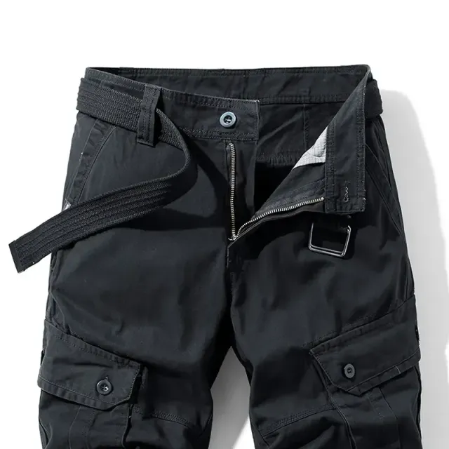 Men's loose cotton shorts with drawstring and button pockets - ideal for summer (belt not included)