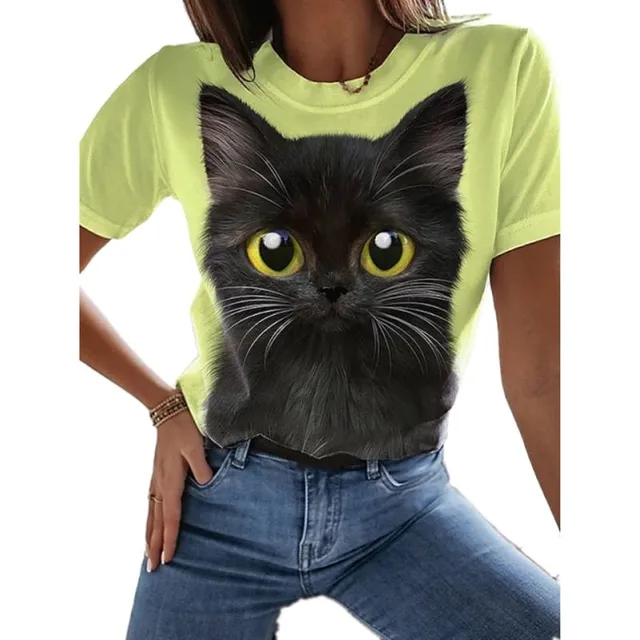 Luxury ladies short sleeve T-shirt made of highly comfortable material with Desmond cat print