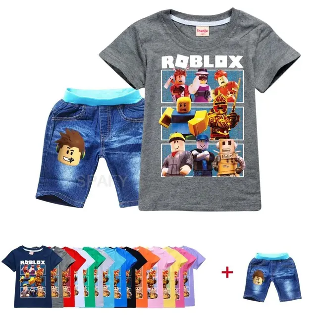 Set of boys' clothes - T-shirt with short sleeves and shorts with prints of favorite characters from the game ROBLOX