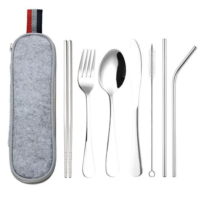 Portable cutlery set silver