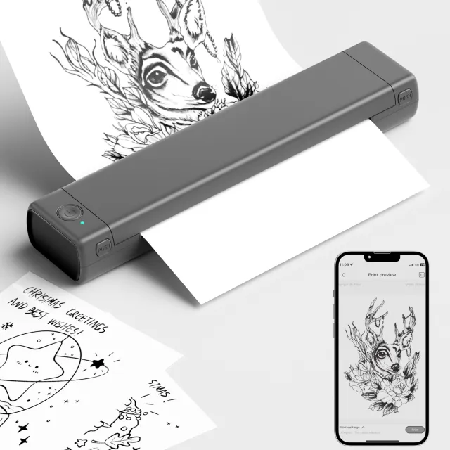 1pcs, Cartoon Printer For Artists Painting - Wireless Printer Tags S 10 pcs Tattoo Paper, Tattoo Printer For Artists, Tattoo, Ink Thermal Drawing Printer For Print Painting, Tattoo, Logo, Clothes, Post office, Drawing Printer For Telef