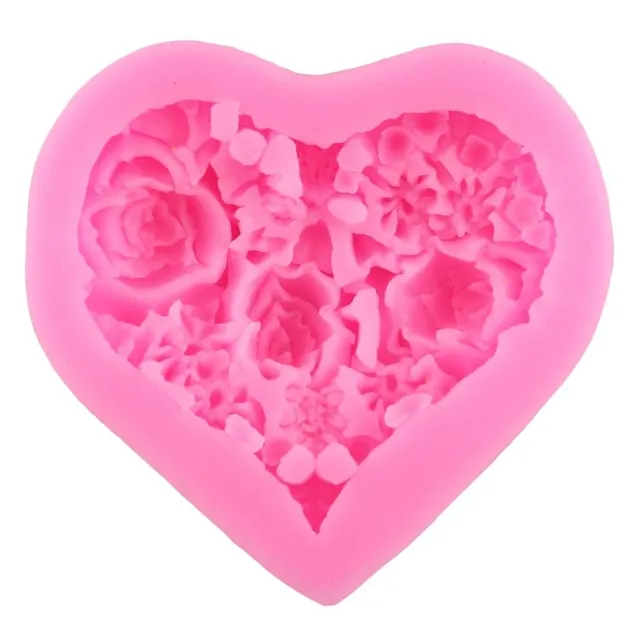 Silikónová forma srdce s kvetinami