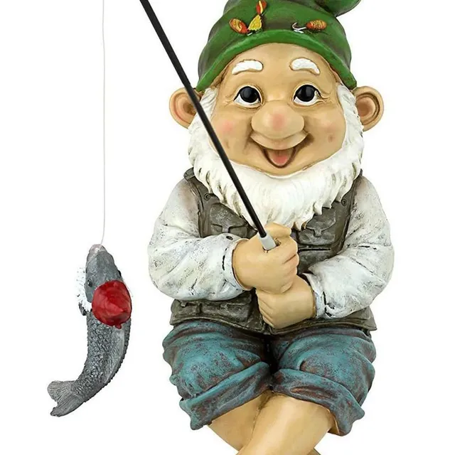 Garden decoration gnome fisherman