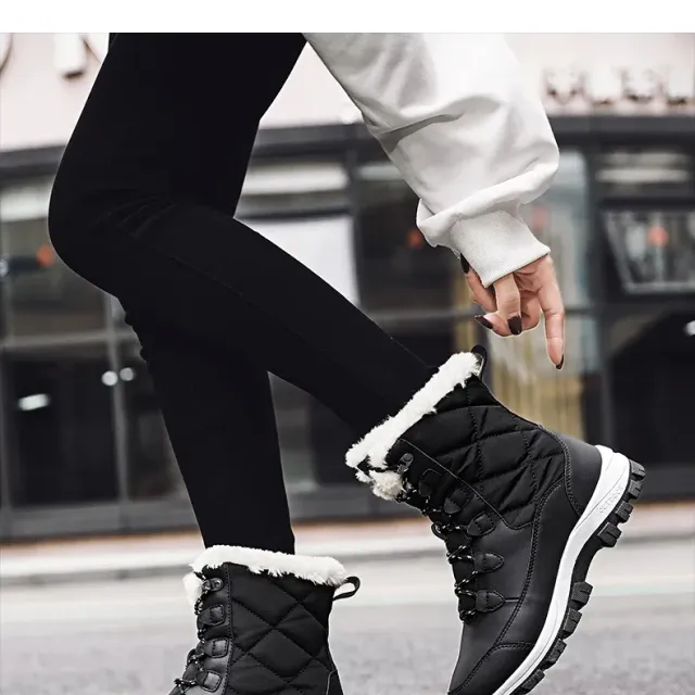 Women's Winter Ankle Shoes Anti-Slip Black Snow Shoes With Shoes