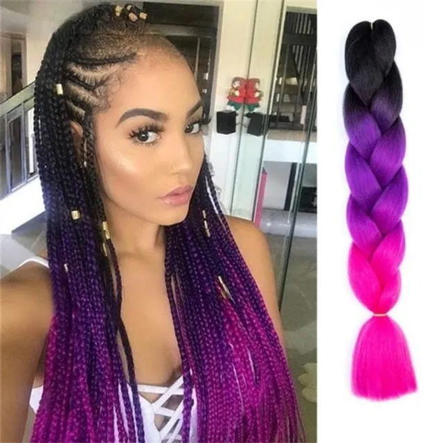 Multicoloured kanekalon hair on braids - multiple colours