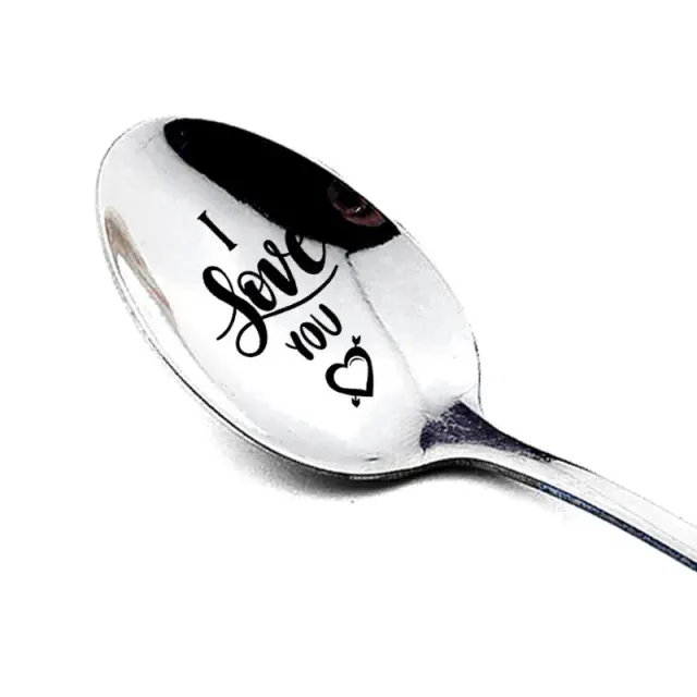 Stainless steel spoon with the inscription I Love You - suitable as an anniversary gift, Valentine's Day, birthday or wedding present