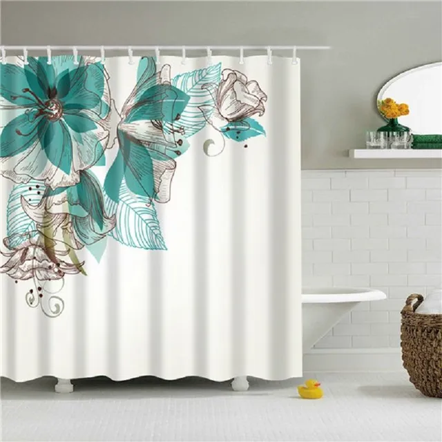 Shower curtain with plant motif