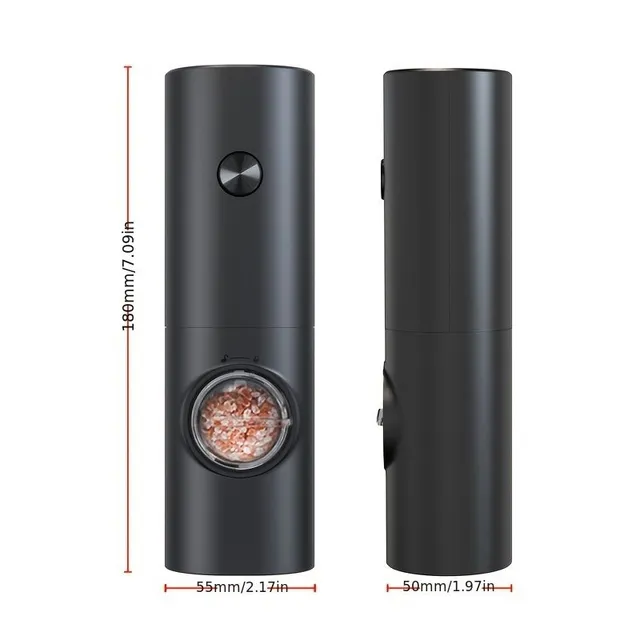 Electric salt and pepper grinder - Automatic, adjustable roughness, with LED lighting