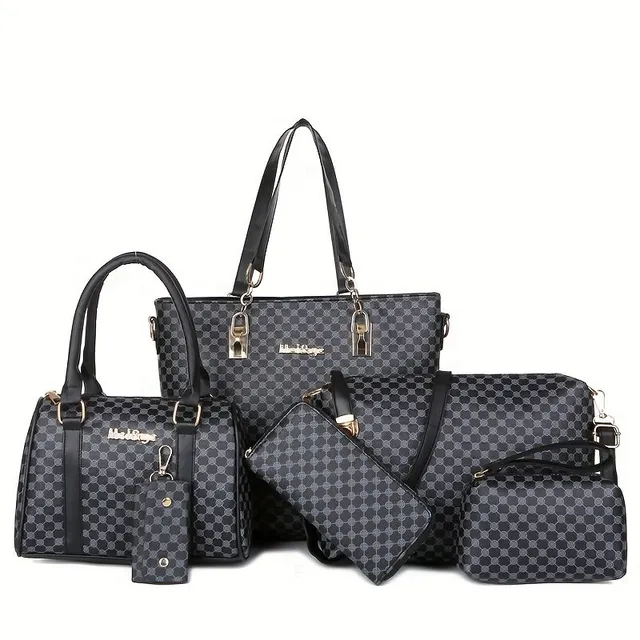 Set de 6 genți: Tote, Boston, Clutch, geantă de umăr din piele PU texturată - universală pentru utilizare zilnică