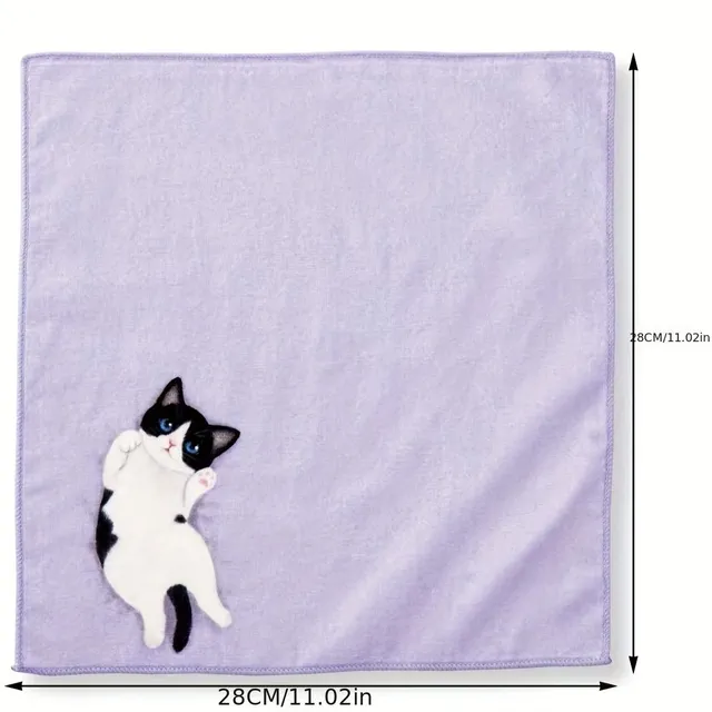 Cute quick-drying towel with cat motif - ultra-wearing and light