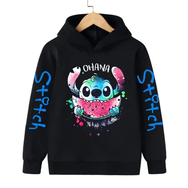 Detská mikina s kapucňou a roztomilá tlač Stitch