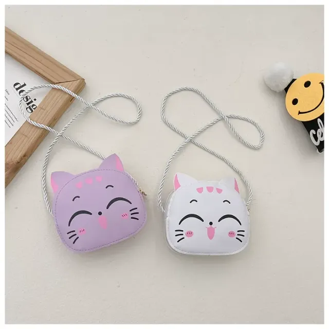 Children's crossbody bag with cute cat - fashionable mini purse for girls