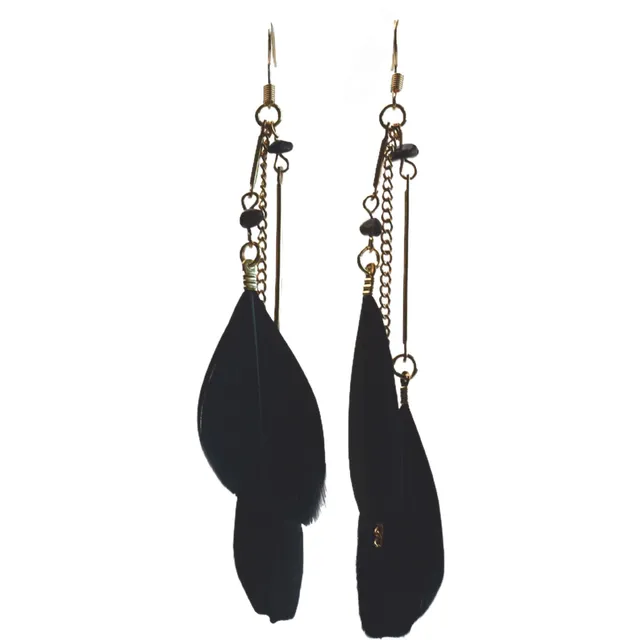 Boucles d'oreilles pendantes pour femmes avec plumes