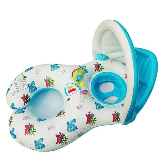 Inflatable ring for mother with baby with shower