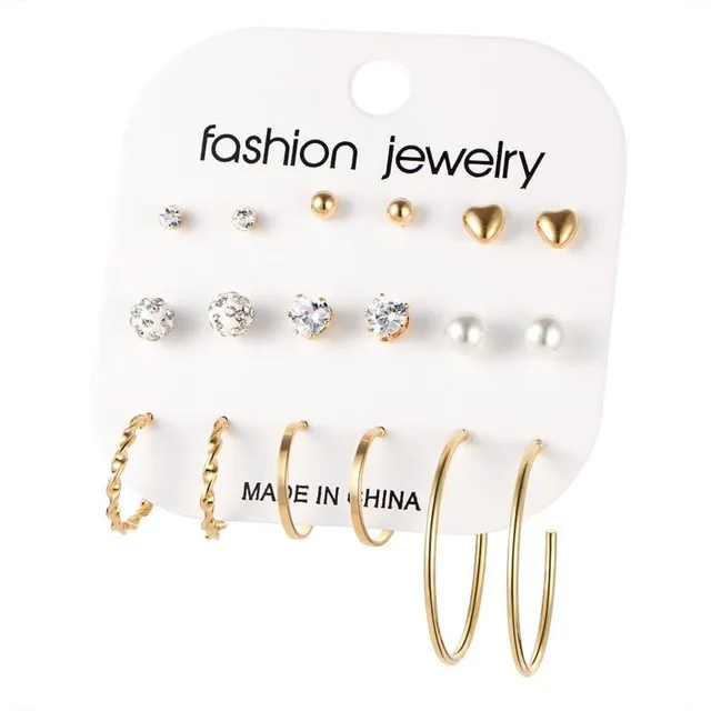 Luxury original set of modern trendy earrings in different shapes and sizes Newman