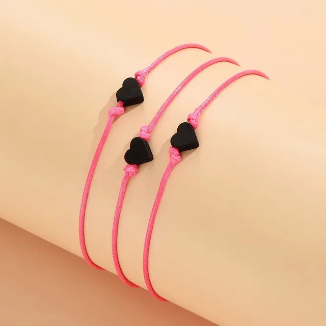 Adjustable Line Bracelet With Heart Pattern